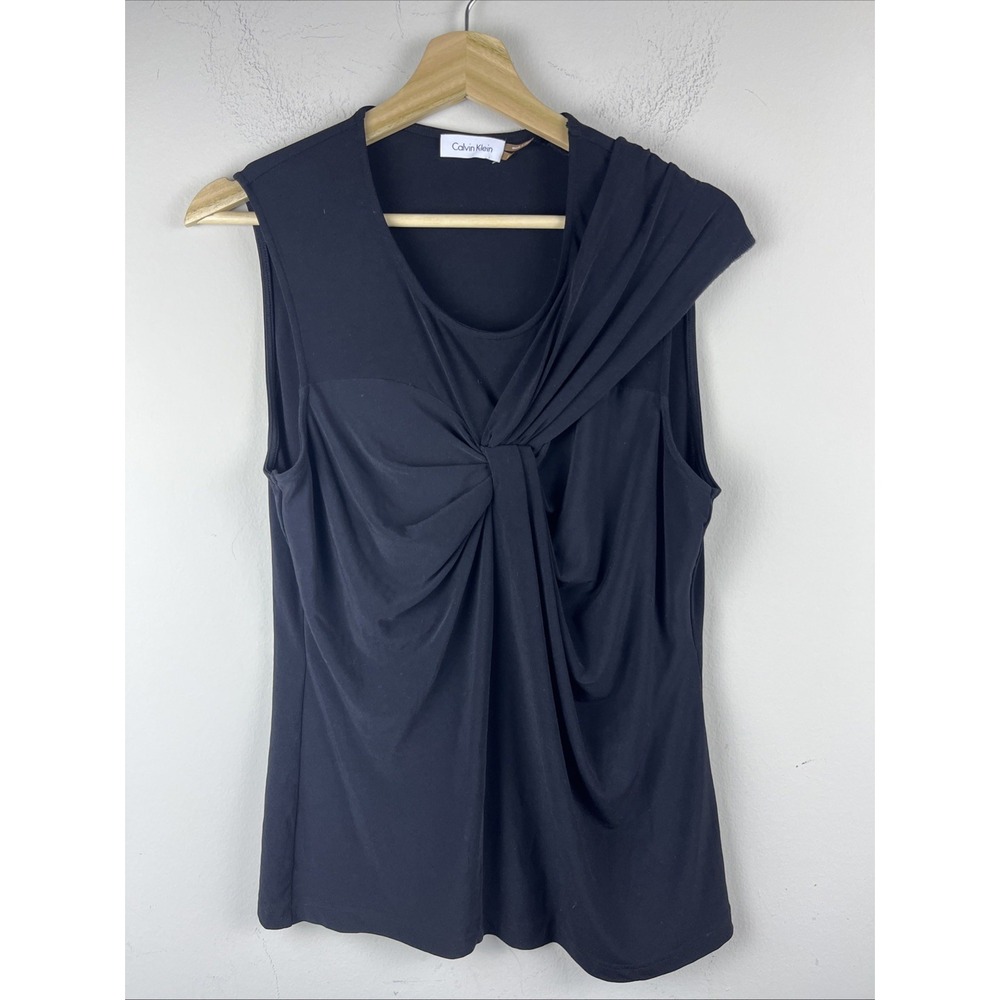 Calvin Klein Women's Large Black Sleeveless Tank Top Stretch Casual Basic